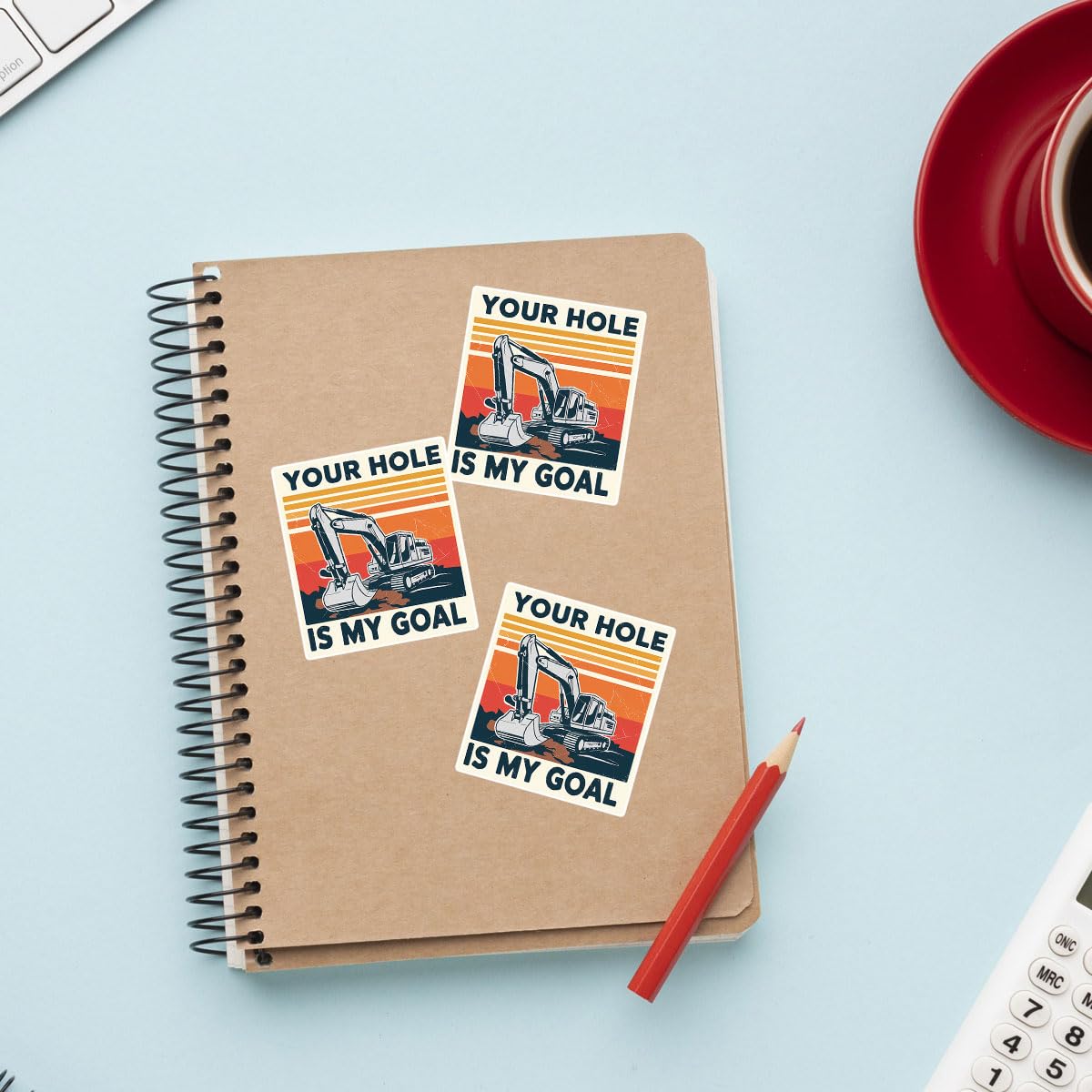 (3 Pcs) Your Hole is My Goal Sticker – Funny Heavy Equipment Operator Excavator Gift Vinyl Decal Waterproof for Laptop, Car, Tumbler, Helmet – Gift for Construction Workers, Men, Friends – 3 Inch