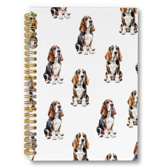 Funny Basset Hound Gifts Spiral Notebook, Basset Hound Gifts for Women Dog Mom Journaling Notebooks, Dog Lovers Gift College Ruled Spiral Notebook for School Office Supplies, 5.5x8.3inch