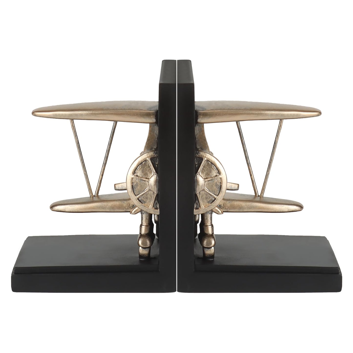 Aviation Decor Pilots Gifts,Airplane Decor Pilot Gifts for Men,Airplane Propeller Bookends Set for Aviation Lovers,Rustic Home Accessories Office Tudy Room Library Desktop Bookshelf