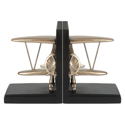 Aviation Decor Pilots Gifts,Airplane Decor Pilot Gifts for Men,Airplane Propeller Bookends Set for Aviation Lovers,Rustic Home Accessories Office Tudy Room Library Desktop Bookshelf