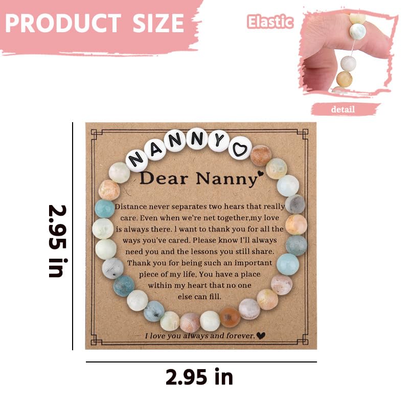 Sisadodo Grandma Christmas Birthday Gift for Nana Nanny Nan Mama Natural Stone Bracelet for Mimi Gigi Gift from Granddaughter Grandson