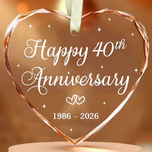 BSQUIELE 40th Anniversary Ornament - Gift for 40th Anniversary - Ruby Anniversary - 40th Wedding Ornament - 40 Year of Marriage Gifts for Couple 2026 - Valentine, Birthday Gift for Husband Wife