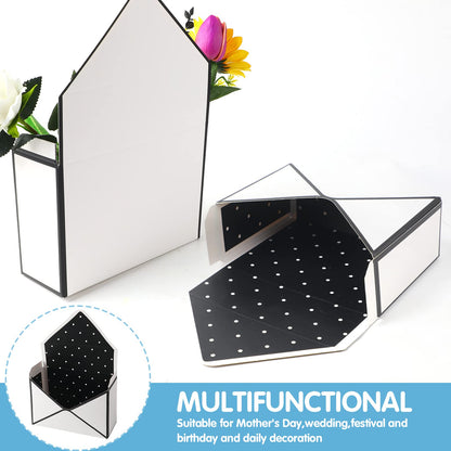 LOMIMOS 5PCS Florist Bouquet Envelope Box,Folding Flower Packaging Wrapping Storage Gift Paper Box for Mother's Day Wedding Engagement Birthday Graduation Valentine Party(Black/White)