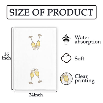 Champagne Decor Kitchen Towels, Champagne Home Bar Dish Towels, ChampagneFlute Themed Decorative Hand Towels for Kitchen Home Bars, ChampagneLover Gift HomeBar Kitchens Decor(16x24 Inch)