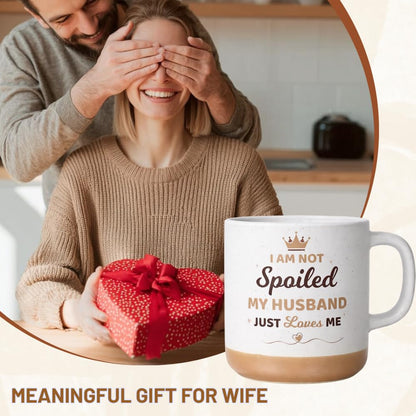 Mothers Day Gifts for Wife Mug, 11oz Stoneware Coffee Mug, Cute Wifey Coffee Mugs for Hot and Cold Drinks, Ceramic Mug for Spoiled Wife on Mother’s Day, Dishwasher and Microwave Safe