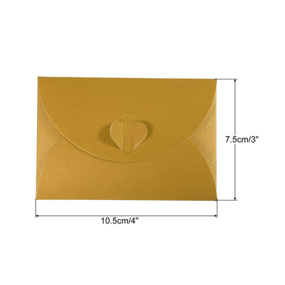 PATIKIL Gift Card Envelopes, 12 Pack Heart Shaped Clasp Small Gift Cards Holder Mini Envelope for Birthdays Weddings, Gold