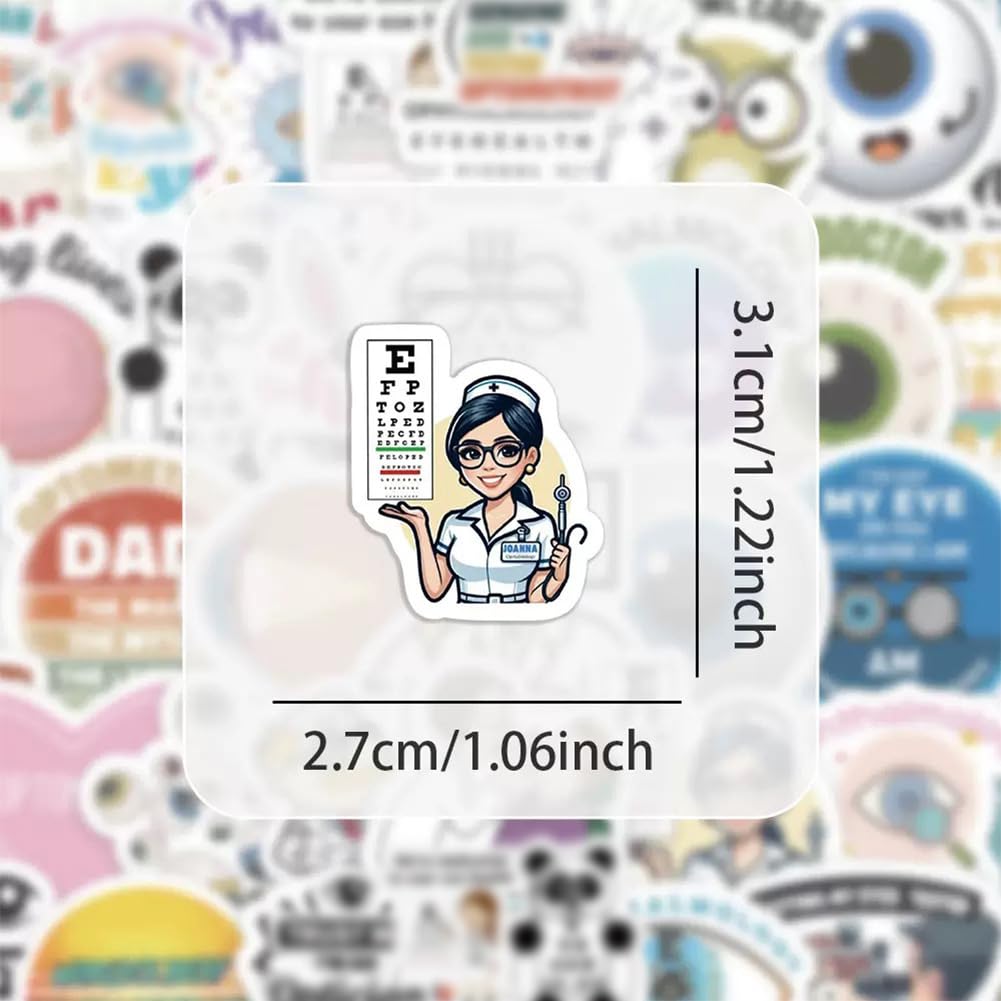 Eye Doctor Stickers-60Pcs Ophthalmologist Optometrist Waterproof Vinyl Decals for Cup Water Bottles Laptop Luggage Computer Mobile Phone Guitar Skateboard Decoration