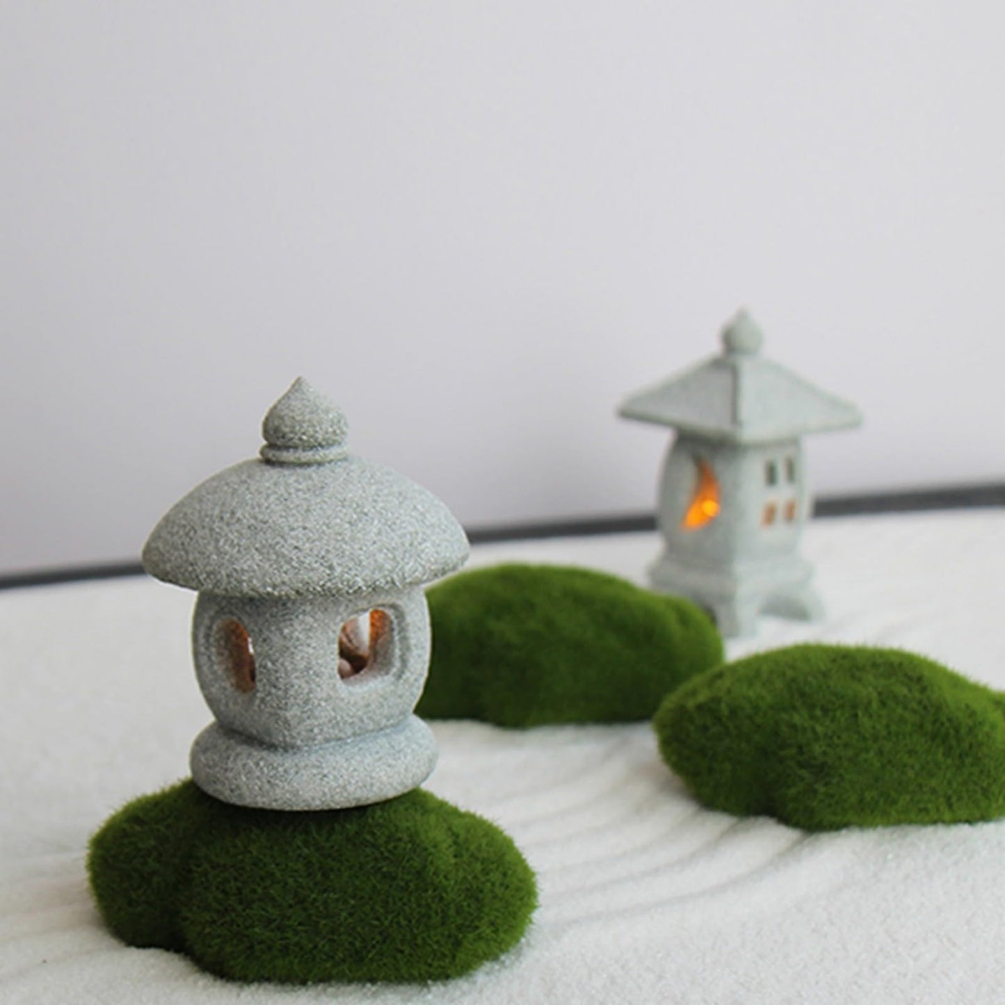 Japanese Pagoda LED Lamp Statue Figurine, LED Lantern Pagoda Statue Figurines for Home Table Decor - Style A