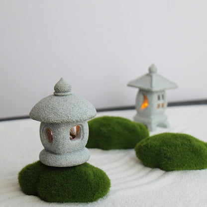 Japanese Pagoda LED Lamp Statue Figurine, LED Lantern Pagoda Statue Figurines for Home Table Decor - Style A