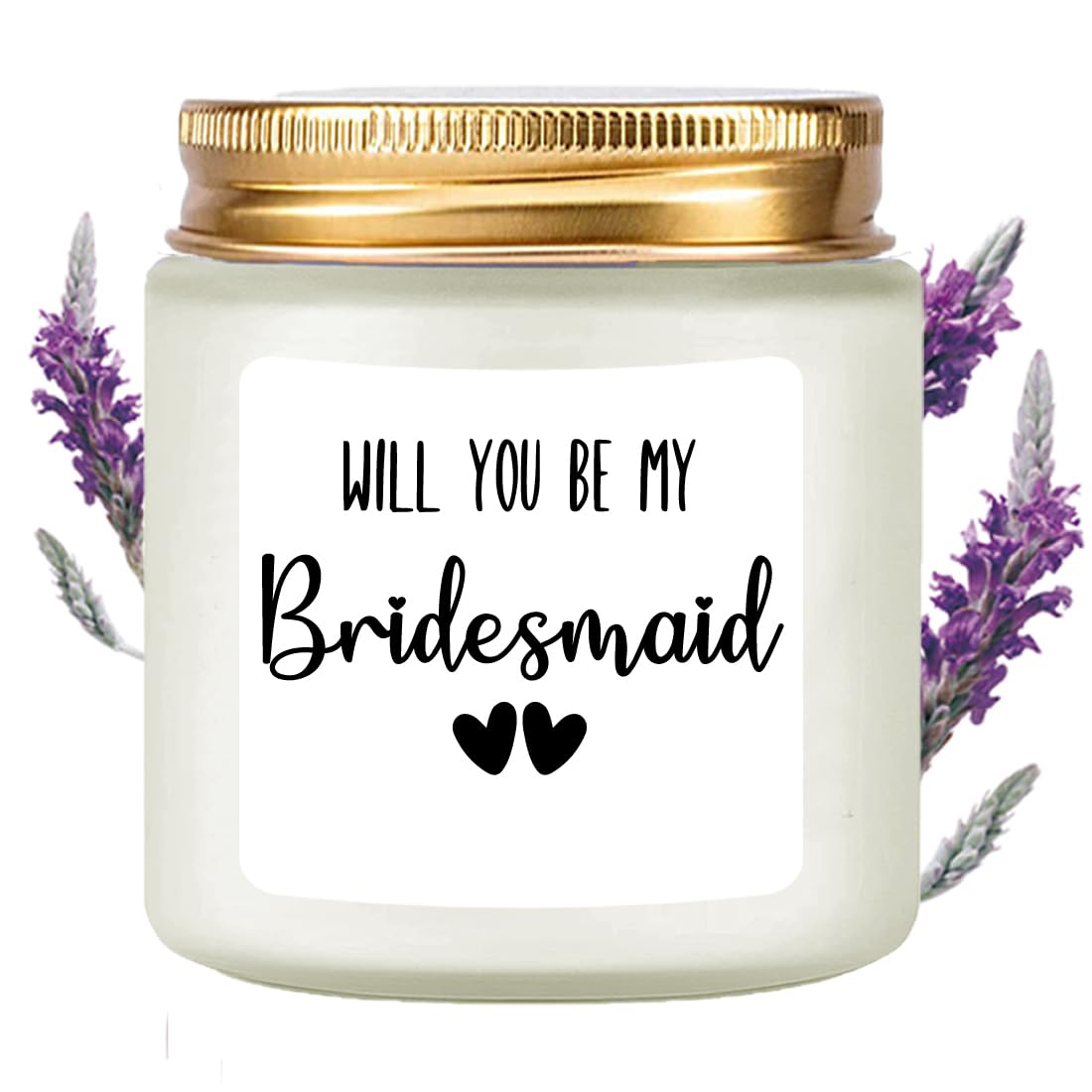LAMIVEENLA Bridesmaid Gifts Scented Candle Lavender - Matron of Honor Gift for Bridesmaids Matron of Honour Proposal Gifts Maid of Honor Proposal Gift Soy Candle 4oz
