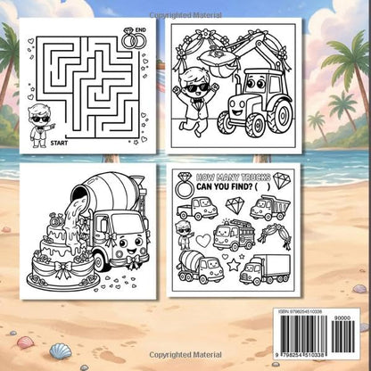 The Ring Bearer's Truck Activity and Coloring Book: A Fun Wedding Keepsake Gift for Boys Ages 2-8. Cute Vehicles, Mazes, Puzzles, I Spy, and Ring Security Certificate!