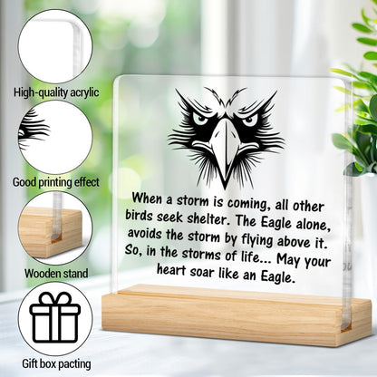 Inspirational Scouts Gifts, Graduation Gift for Boy Scouts Son, May Your Heart Soar Like an Eagle Clear Acrylic Desk Decorative Sign Home Decor