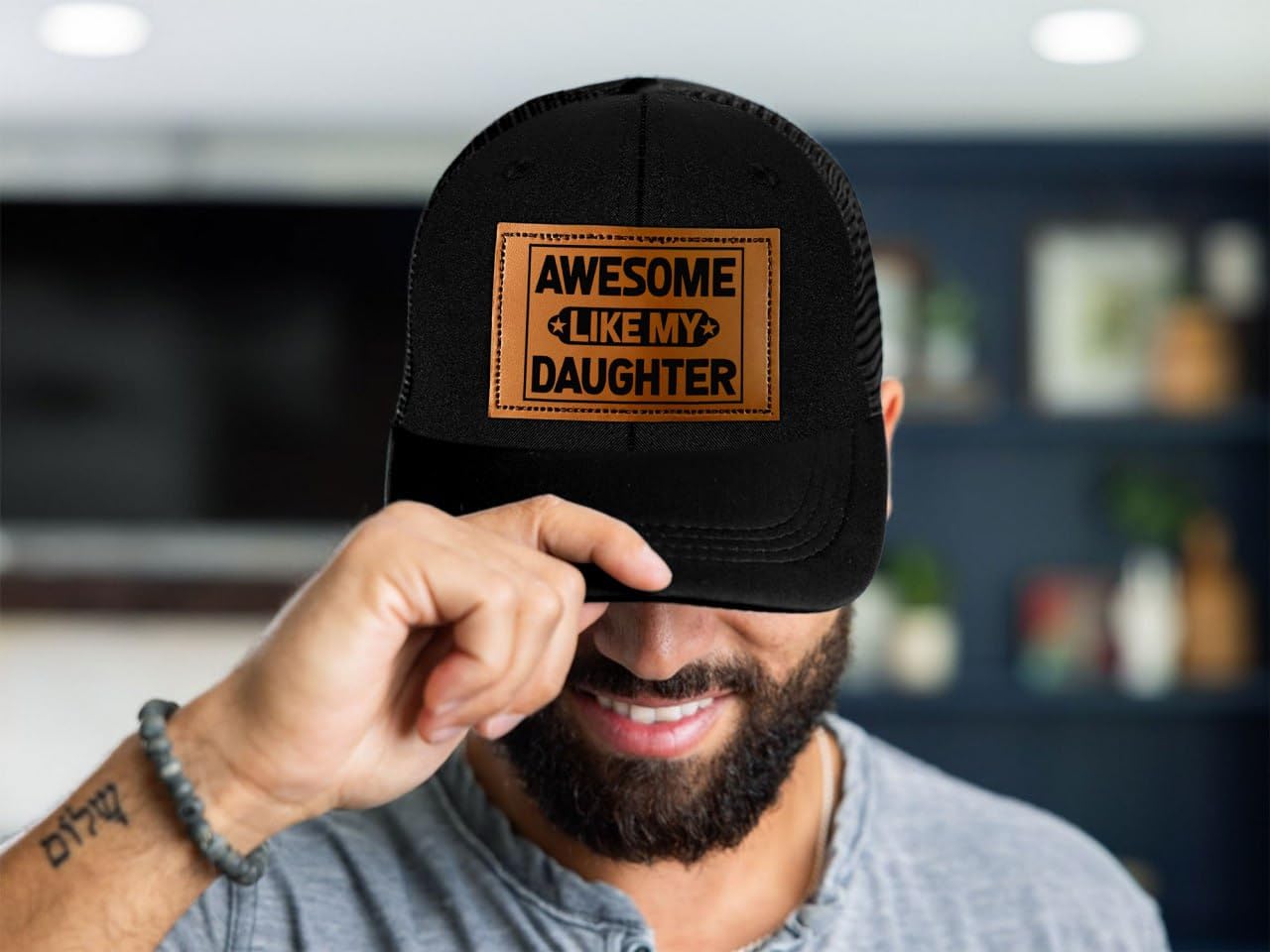 BETHEGIFT Fathers Day Gift for Dad from Daughter - Awesome Father Trucker Hat - Dad Birthday Gifts from Daughter - Adjustable Mesh Baseball Cap for Men, Papa, Stepdad