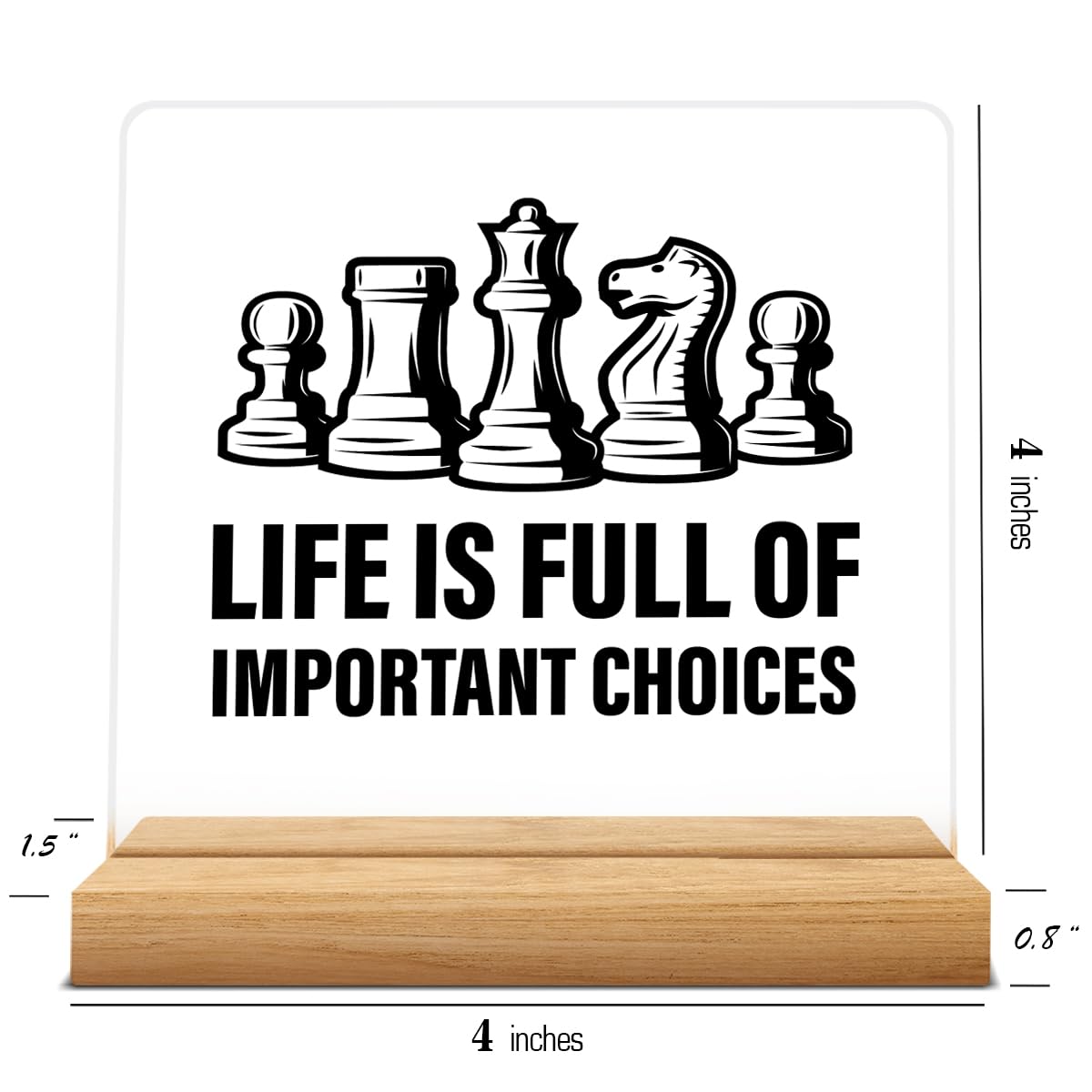 Zauly Acrylic Decorative Signage, 4x4 inches, Chess Lovers Gifts, Modern Design