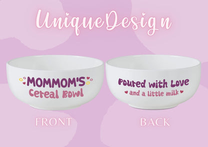 InnoBeta Mommom Gifts for Grandma from Grandkids, Mommom's Cereal Bowl Spoon Set, Ideal Present for Mother's Day Birthday Christmas