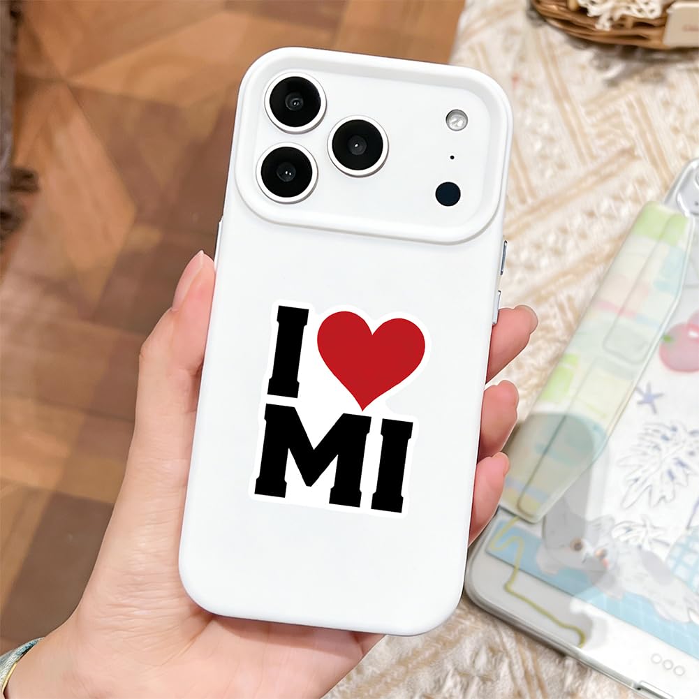 Michigan State Stickers |53Pcs Michigan MI Travel Waterproof Vinyl Decals for Water Bottles Laptop Luggage Cup Computer Mobile Phone Skateboard Guitar Helmet Snowboard Décor