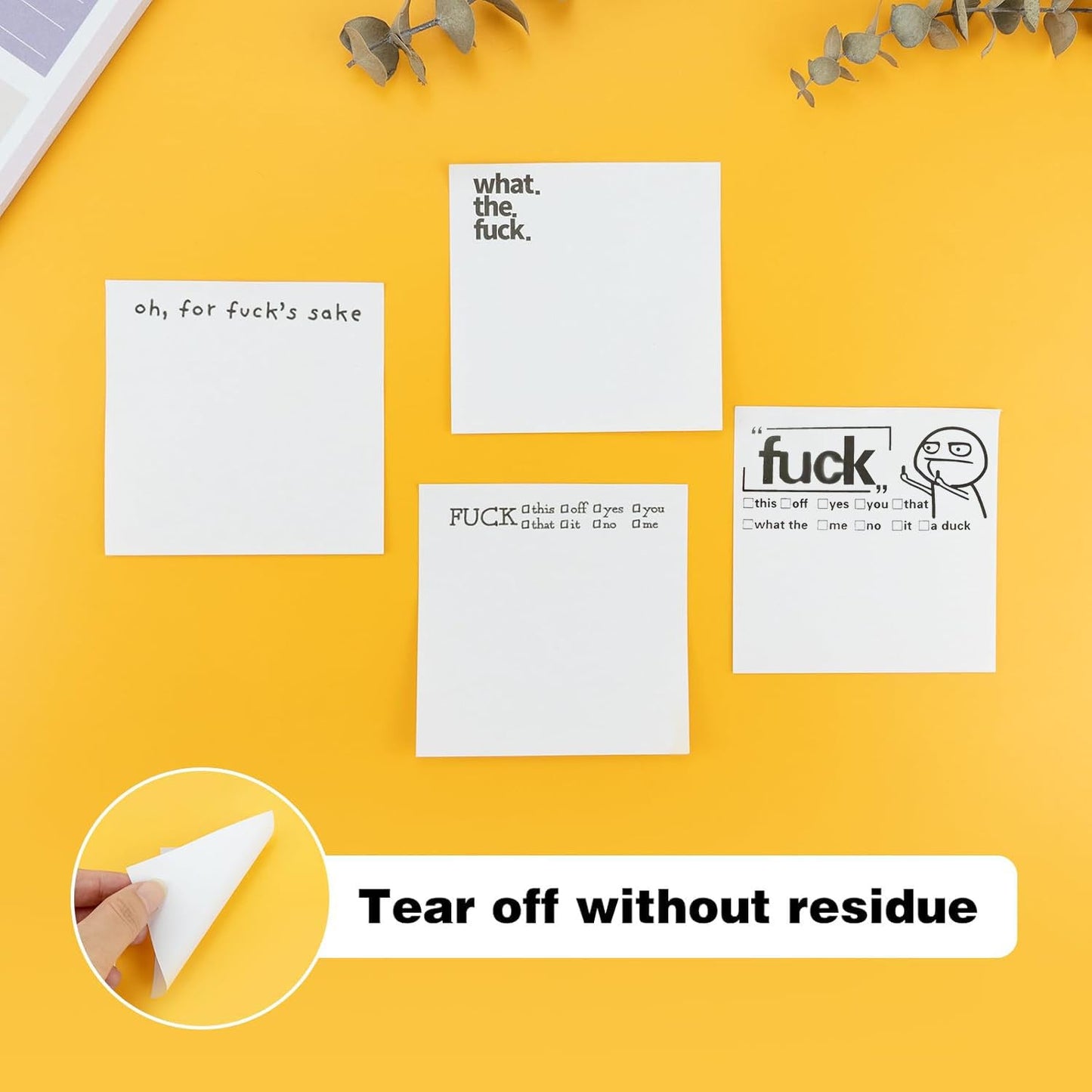 Funny Sticky Note, 4 Pieces Novelty Memo Pads Sticky Note, Funny Office Supplies, Current Mood Sticky Note Tabs, Office Desk Accessory Gifts (Style 2)