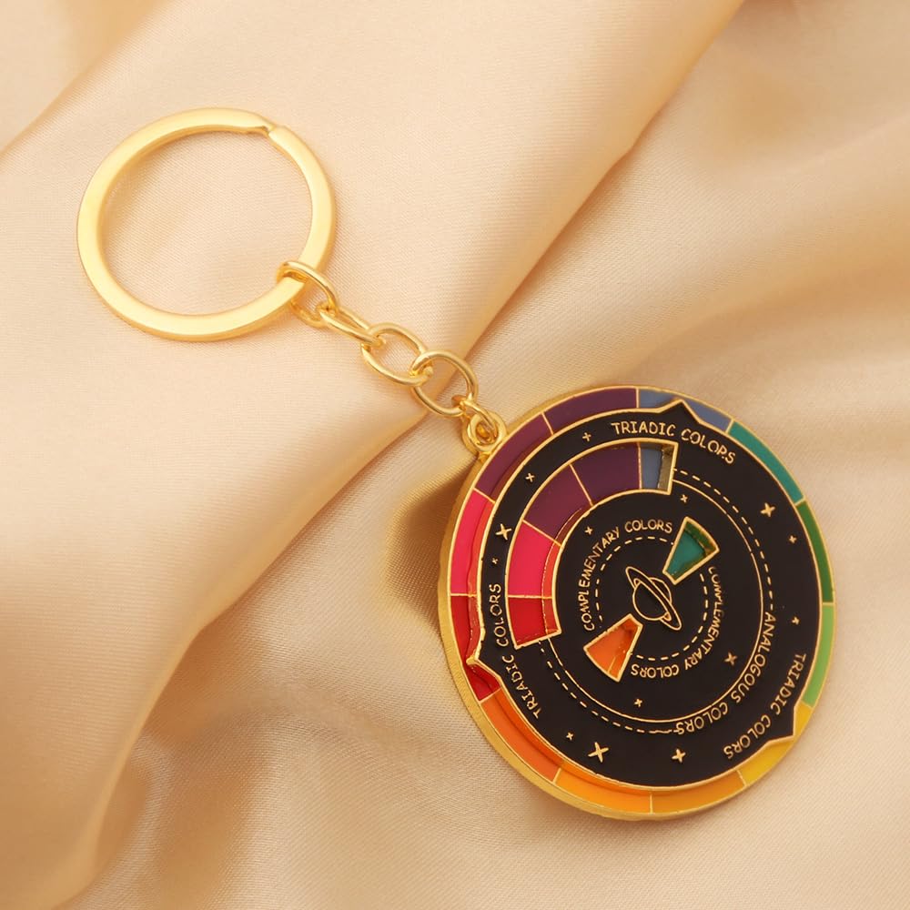 FunBoat Color Wheel Keychain - Creative Spinning Color Wheel Charm - Aesthetic Arts Gifts for Artists