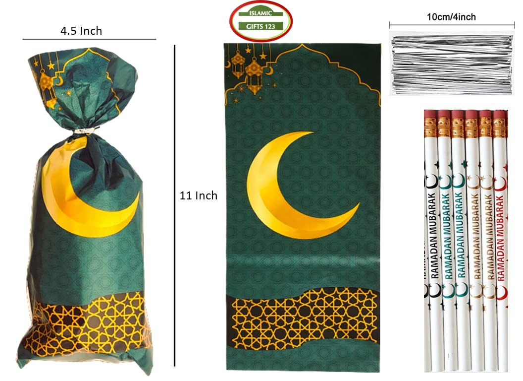 Islamic Gifts 123 Ramadan Goodie Bags Islamic Designs, Polypropylene for Eid Mubarak Decoration Muslim Party Favor Supplies
