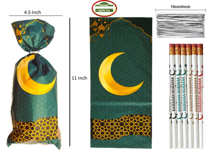 Islamic Gifts 123 Ramadan Goodie Bags Islamic Designs, Polypropylene for Eid Mubarak Decoration Muslim Party Favor Supplies
