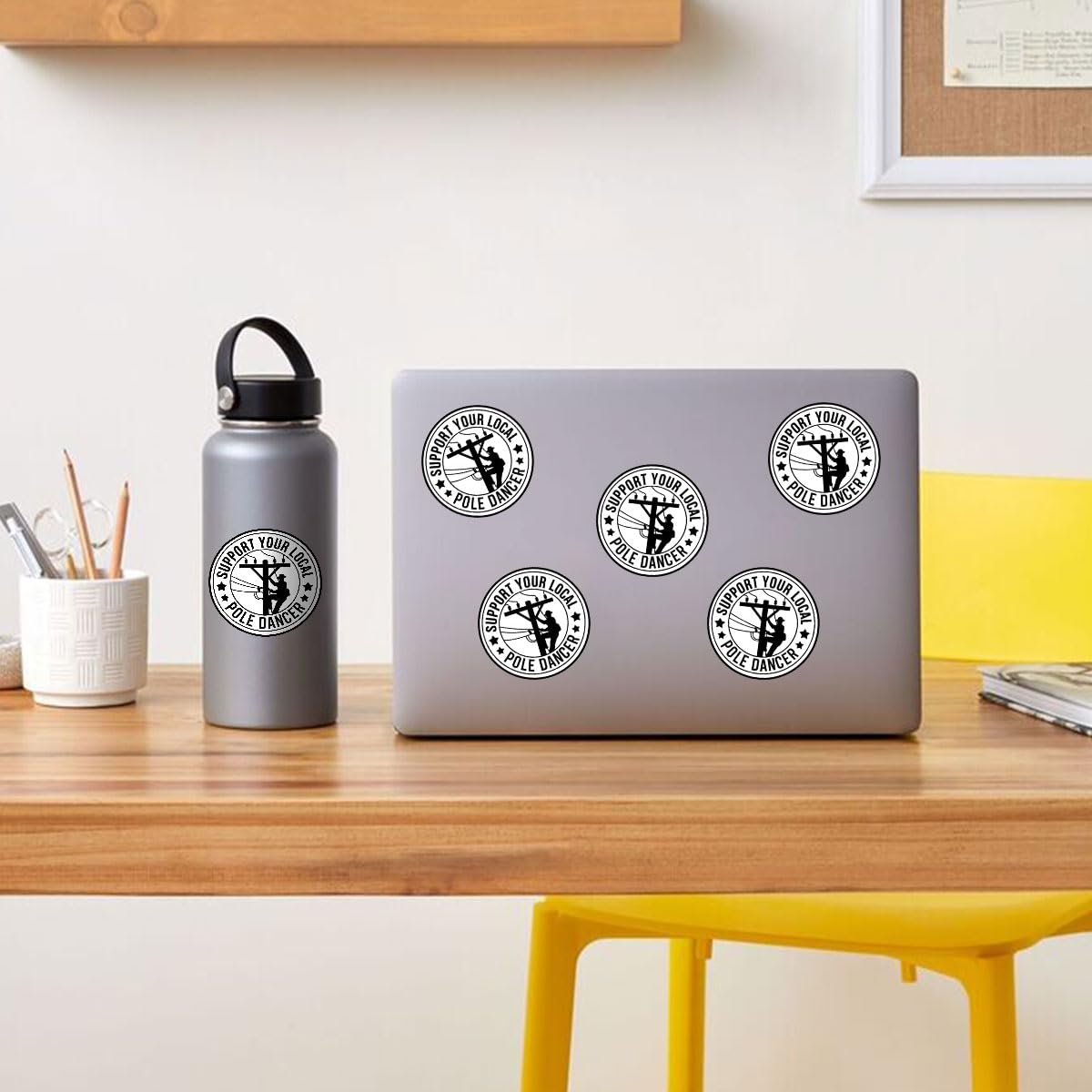 3 Pcs Support Your Local Pole Dancer Sticker, Lineman Sticker, Electrician Lineworker Gift, Funny Lineman Vinyl Decal for Electricians, Utility Workers, Toolbox, Car, Laptop