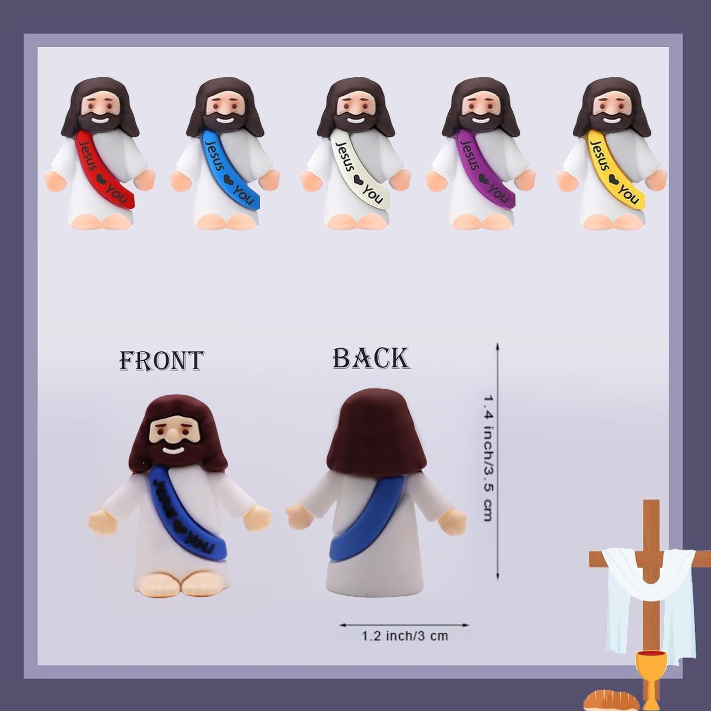 AKFAHOIF 30PCS Little Jesus Figures, Mini Jesus Figurines in Bulk, Multicolor Tiny Jesus Figures, Miniature Figurines to Hide and Seek Religious Gifts for Easter Egg Stuffers