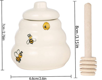 12 Sets Ceramic Bee-Happy Honey Pot with Dipper，Honey Jar Serving Set with Exquisiting Package for Wedding Favor,Bridal Shower Favor, Baby Shower Favor，Party Favor (12)