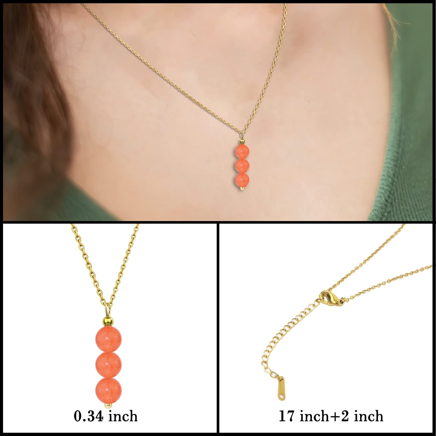 SmileBelle Crystal Necklace, Jade Necklace for Women as Anniversary Birthday Gifts for Women 14k Gold Black Tourmaline Lockets as Birthstone Jewelry for Girls Dainty Crystal Jewelry