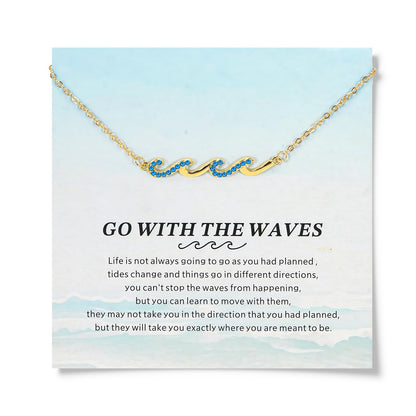 Beach Jewelry for Women, Wave Necklace for Women, Dainty 14K Gold Plated Necklace Friendship Gifts Beachy Jewelry -Birthday Gifts for Daughter Mom and Sister Ocean Necklaces Wave Charm