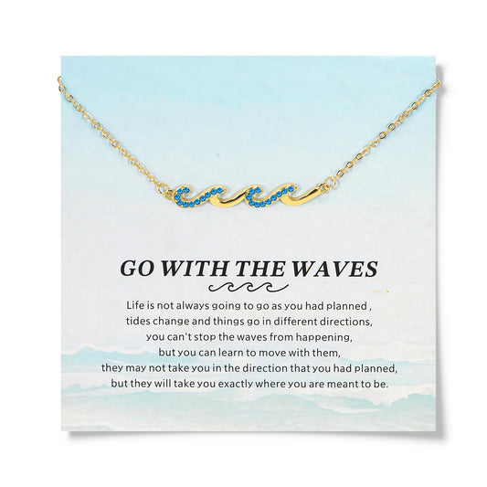 Beach Jewelry for Women, Wave Necklace for Women, Dainty 14K Gold Plated Necklace Friendship Gifts Beachy Jewelry -Birthday Gifts for Daughter Mom and Sister Ocean Necklaces Wave Charm