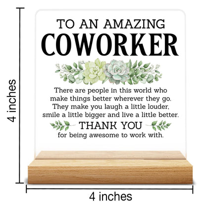 Thank You Gifts for Coworkers, Coworkers Appreciation Gifts for Women Men, Amazing Coworker Acrylic Desk Sign Decor