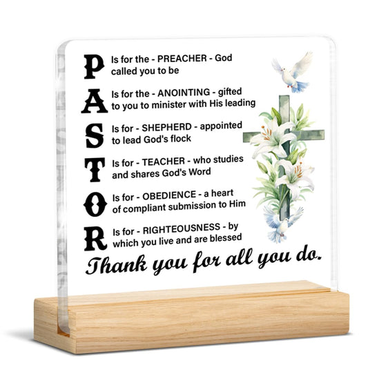 Pastor Appreciation Gifts for Men, Christian Gifts for Pastors Thank You Birthday Christmas, Religious Pastor Acrylic Plaque Sign Decor