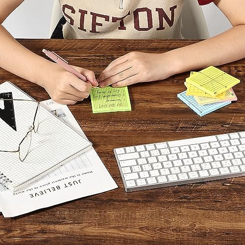 Mr. Pen- Graph Sticky Notes, 3x3 Inch, 6 Pads, 50 Sheets/Pad, 300 Sheets, 6 Grid Designs, Bright Colors, Square Graph Paper Notes, Grid Sticky Note Pads for Math, Study, Journals, Planners
