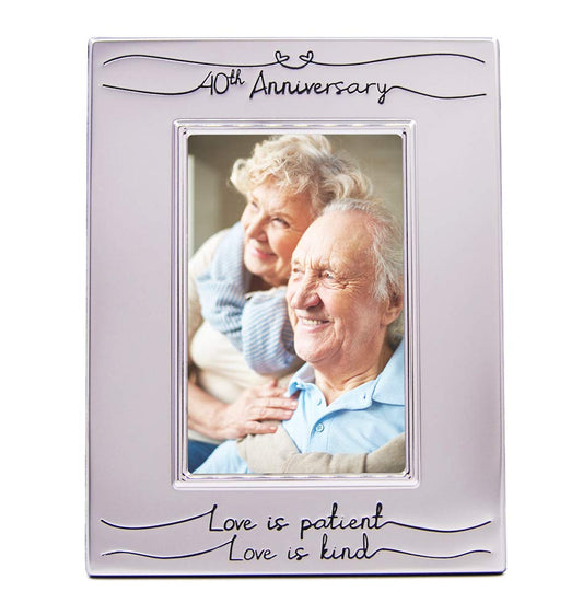 Haysom Interiors Beautiful Two Tone Silver Plated 40th Anniversary 4" x 6" Picture Frame with Black Velvet | Unique and Thoughtful Gift Idea by Happy Homewares