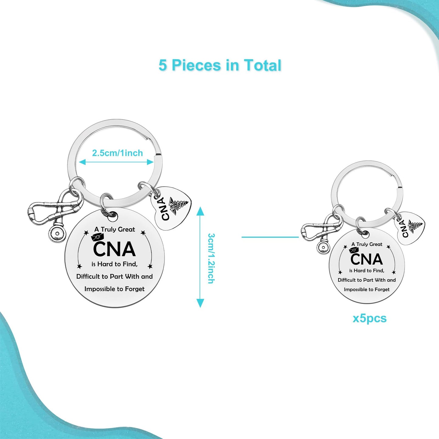 5 Pcs CNA Gifts CNA Keychain CNA Appreciation Gifts A Truly Great CNA is Hard to Find Keychain CNA Leaving Gifts CNA Retirement Gifts CNA Coworker Gifts CNA Week Gifts CNA Thank You Gifts