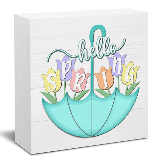 Spring Decorations for Home Spring Decor for Table Funny Springtime Umbrella Tulip Flowers Decorative Springtime Home Decor Gifts for Women 5 X 5 Inch