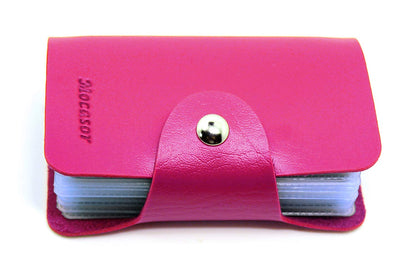 Credit Card Holder for Men & Women Bank Card Case with 24 Insert Slots (Rose Red)