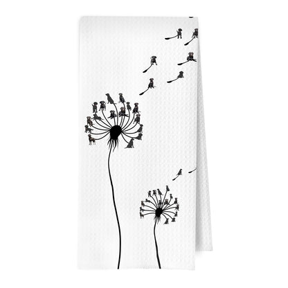Black Lab Gifts Kitchen Towels, Black Labrador Retriever Decorative Waffle Dish Towels, Dog Mom Lovers Gift, Funny Dandelion Lab Dog Hand Towel for Bathroom, 16x24 Inch