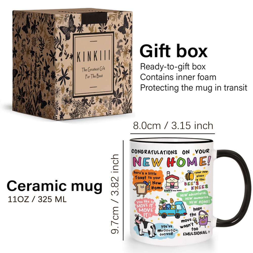 Funny Housewarming Coffee Mug Gift for New Home/Apartment, Unique Congratulations Cup for New Homes, First Home Present for Friends Family Couples, Cute Ceramic Mugs for Moving Celebration 11oz
