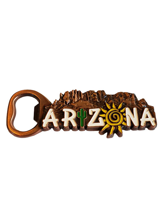 Sonoran Souvenirs Arizona Enamel Bronze Bottle Opener Magnet - Decorative Metal Refrigerator Magnet Southwest Beer Lover Gift Idea Arizona Father's Day Gift - Arizona Souvenir Saguaro Cactus