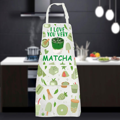 JNIAP Matcha Apron Matcha Lover Gifts Matcha Green Tea Gifts I Love You Very Matcha Gifts Matcha Tea Drinkers Gifts