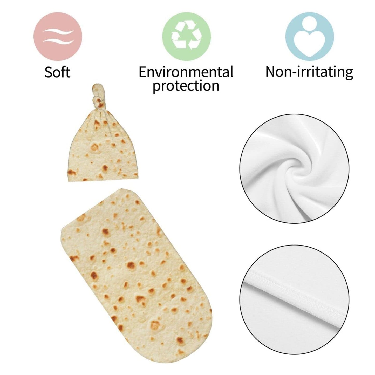 Burrito Newborn Swaddle Blanket for Baby, Soft Swaddling Funny Tortilla Costume Clothes