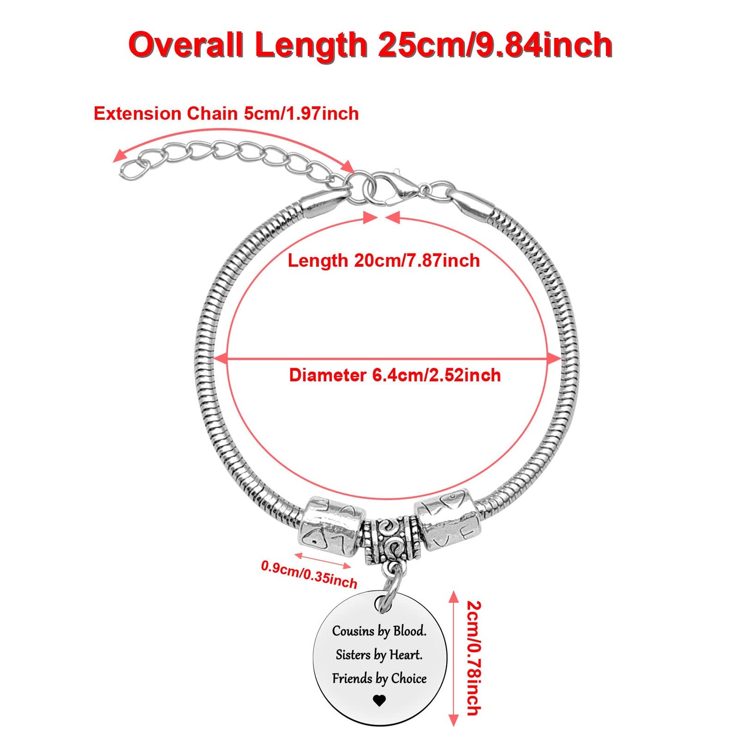 DlaeKua Cousin Gift Bracelet Stainless Steel Christmas Gift for Cousin Birthday Gift Long Distance Relationship Gift for Cousin
