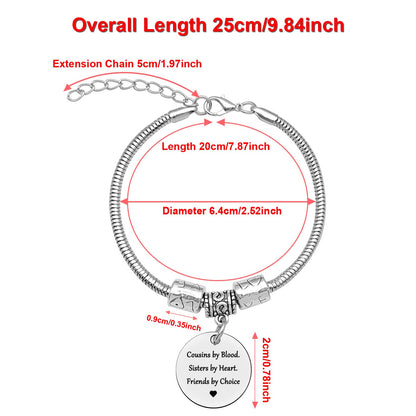 DlaeKua Cousin Gift Bracelet Stainless Steel Christmas Gift for Cousin Birthday Gift Long Distance Relationship Gift for Cousin