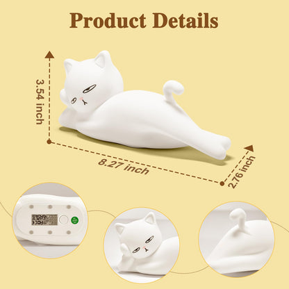 Lying Flat Cat Lamp Funny Gifts, 16 Colors+5 Dimming+Silicone Random Stuff, Touch+Remote+Recharge Night Light for Kids, Cool Lamp Unique Lamps Cute Weird Stuff, Cat Gifts for Teen Girls/Adults/Kids