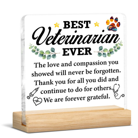 Best Veterinarian Gifts for Women Men, Thank You Gift for Veterinarians Veterinary Vet Tech Animal Doctor, Best Veterinarian Ever Gifts Acrylic Plaque Sign Decor