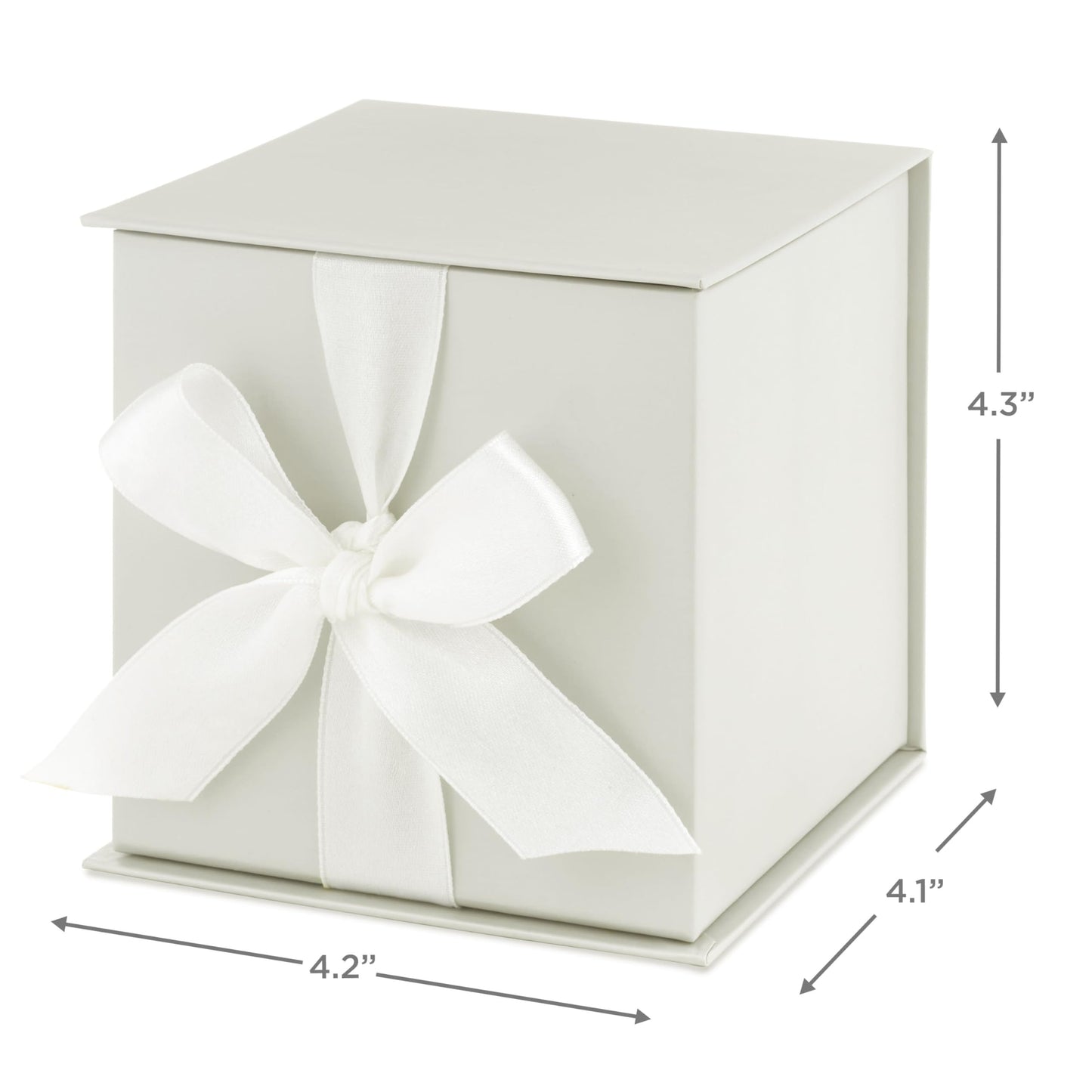 Hallmark Small Gift Box with Bow and Shredded Paper Fill (Grey White 4 inch Gift Box) for Weddings, Bridal Showers, Graduations, Birthdays, Bridesmaids Gifts, All Occasion