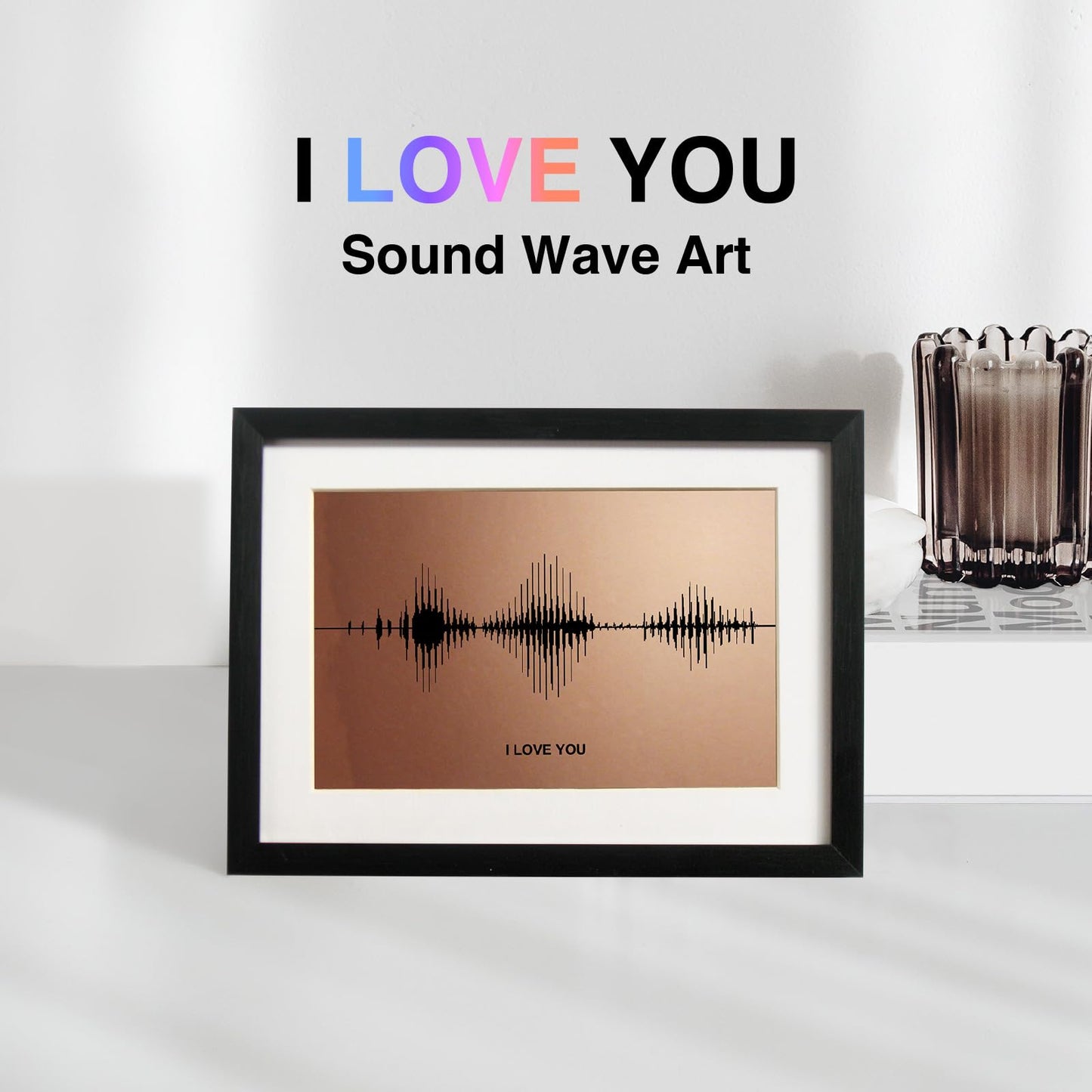 IGREAN I Love You Soundwave Art, Visible Voice Print, Bronze Gift for 8th Anniversary her him Husband Wife, Mother 's Day Gift