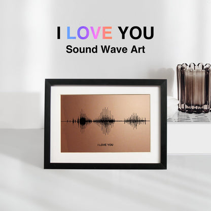IGREAN I Love You Soundwave Art, Visible Voice Print, Bronze Gift for 8th Anniversary her him Husband Wife, Mother 's Day Gift