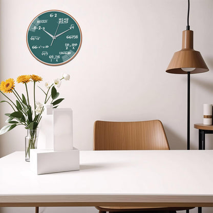 12 Inch Math Wall Clock, Unique Gift for Math Teachers & Students, for Office Classroom/School/Home/Room Wall Decorations(Green, 12 Inch)
